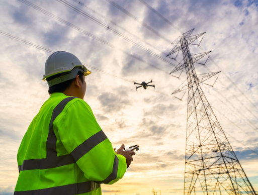 Inspection par drone d'une ligne électrique haute tension